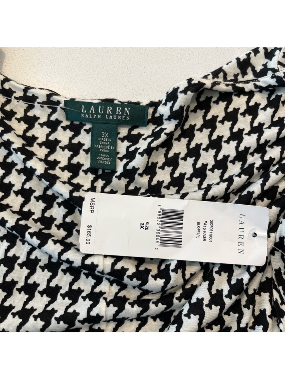 Lauren Ralph Lauren Black & White Houndstooth Midi Dress Size 3X - Picture 5 of 5
